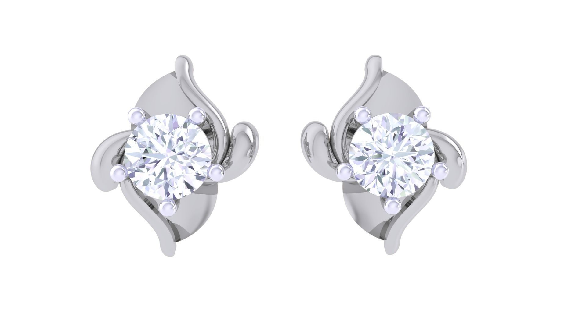 Ultra Light Wt Solitaire Diamond Stud Earrings 3dm stl obj  3D print model_8