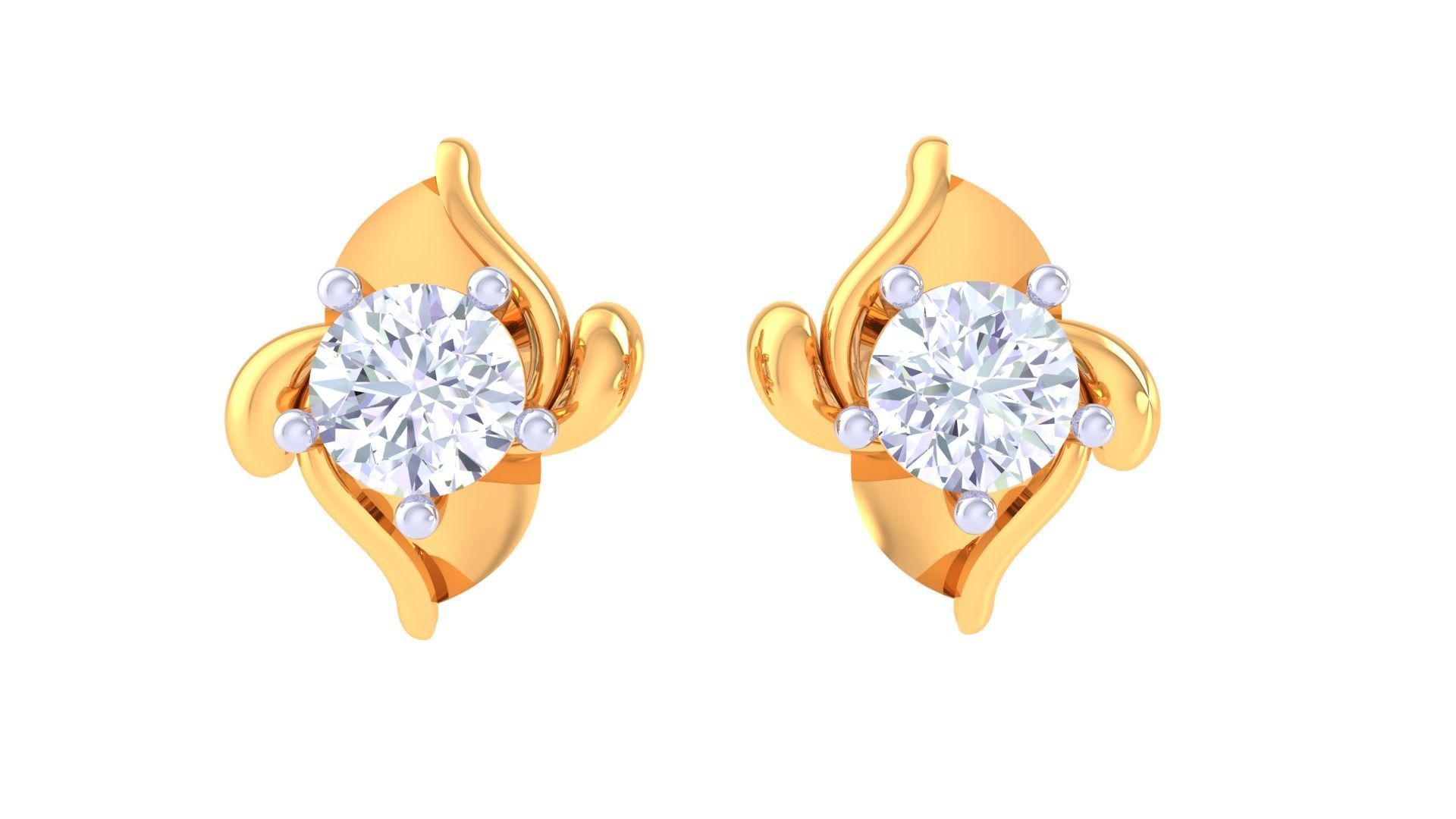Ultra Light Wt Solitaire Diamond Stud Earrings 3dm stl obj  3D print model_7