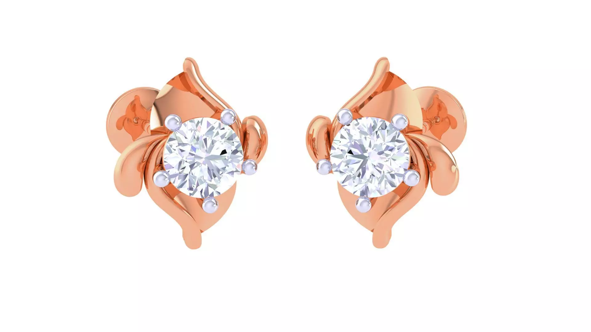 Ultra Light Wt Solitaire Diamond Stud Earrings 3dm stl obj  3D print model_0