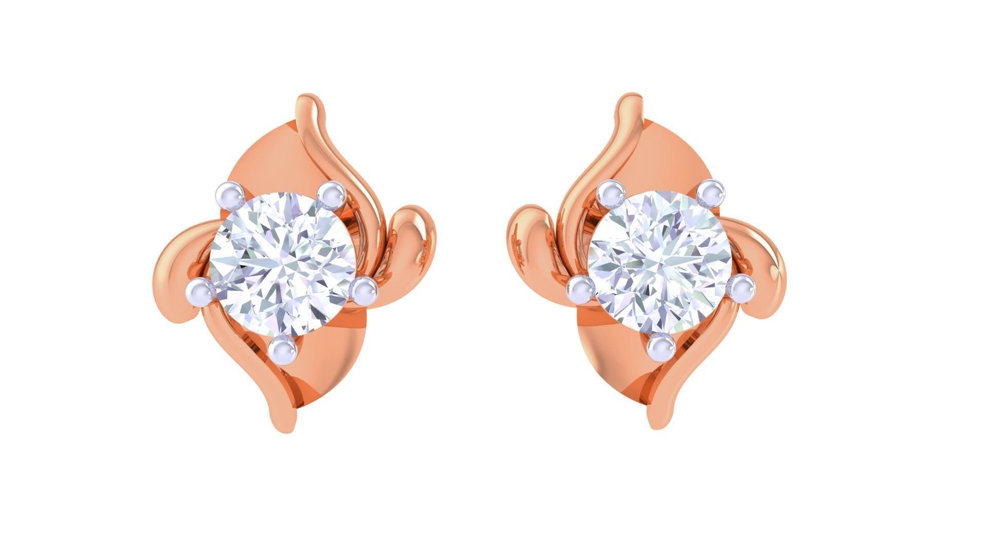 Ultra Light Wt Solitaire Diamond Stud Earrings 3dm stl obj  3D print model_9