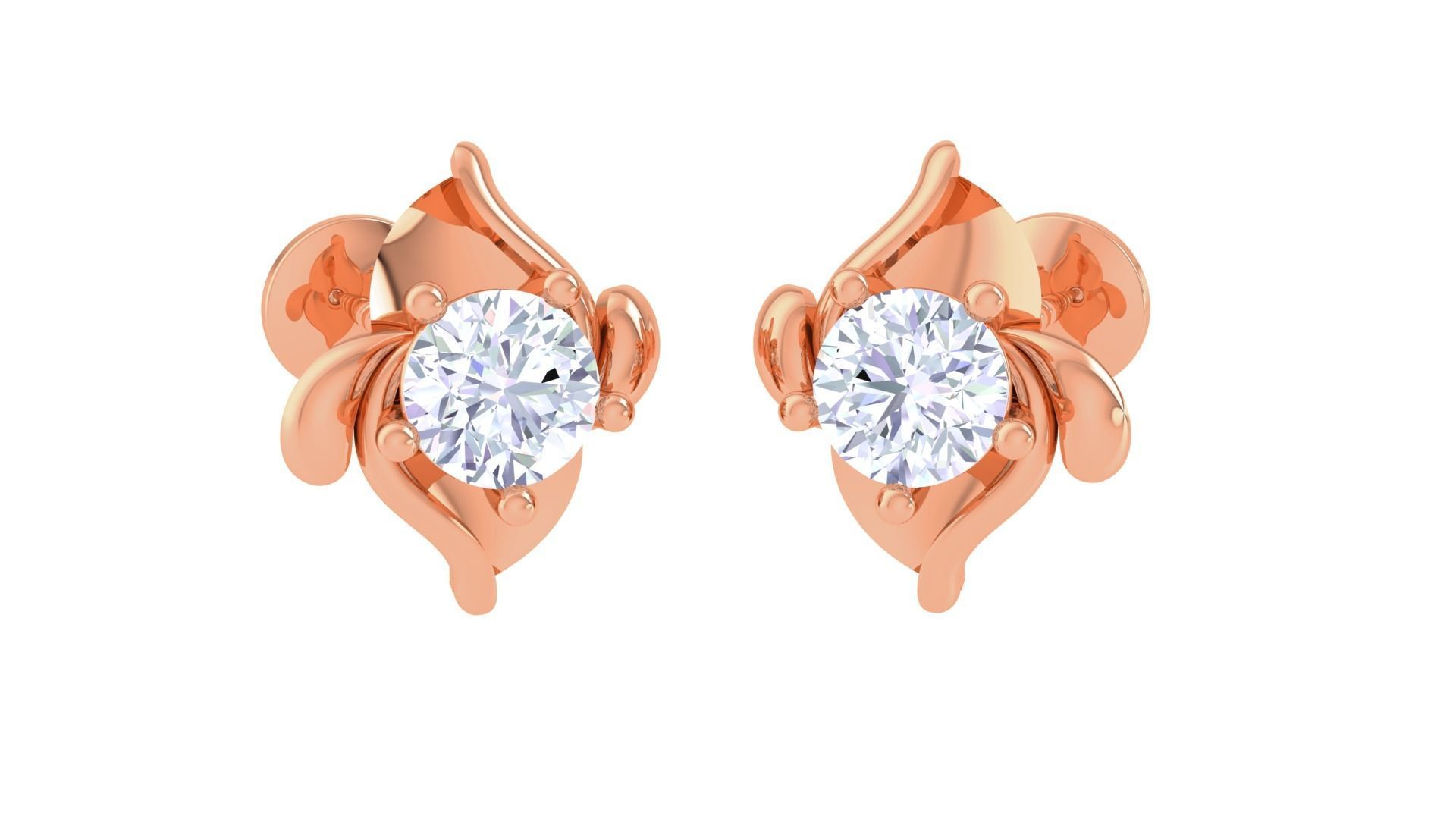 Ultra Light Wt Solitaire Diamond Stud Earrings 3dm stl obj  3D print model_3