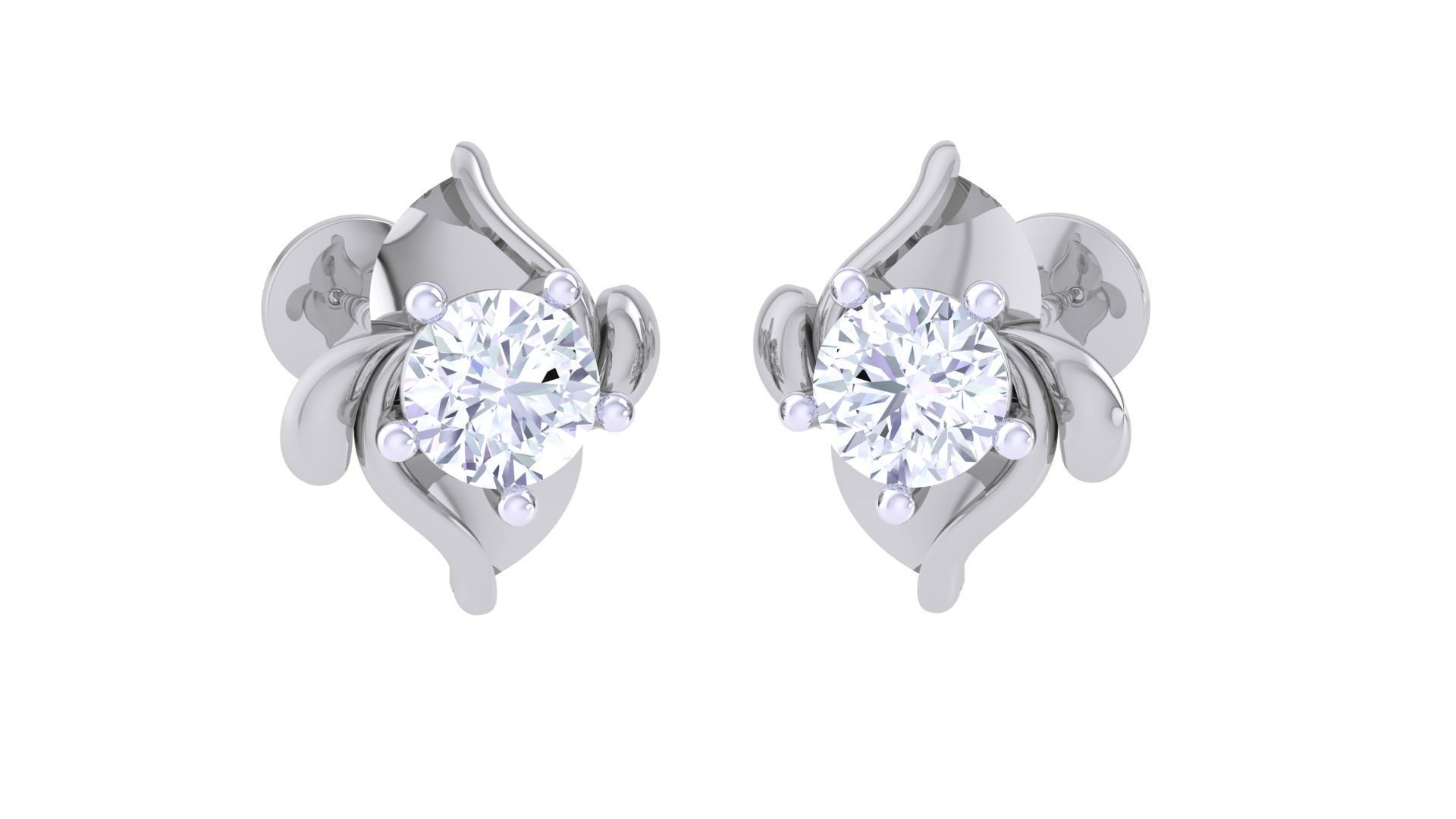 Ultra Light Wt Solitaire Diamond Stud Earrings 3dm stl obj  3D print model_6