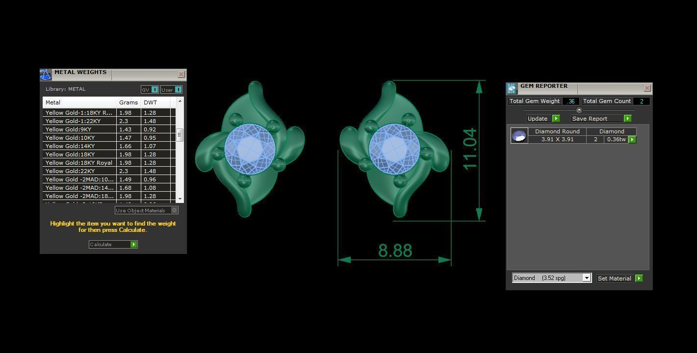 Ultra Light Wt Solitaire Diamond Stud Earrings 3dm stl obj  3D print model_4