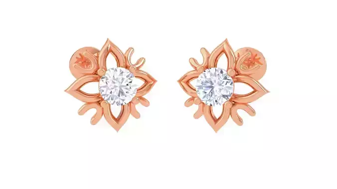 Ultra Light Wt Solitaire Diamond Stud Earrings 3dm stl obj  3D print model