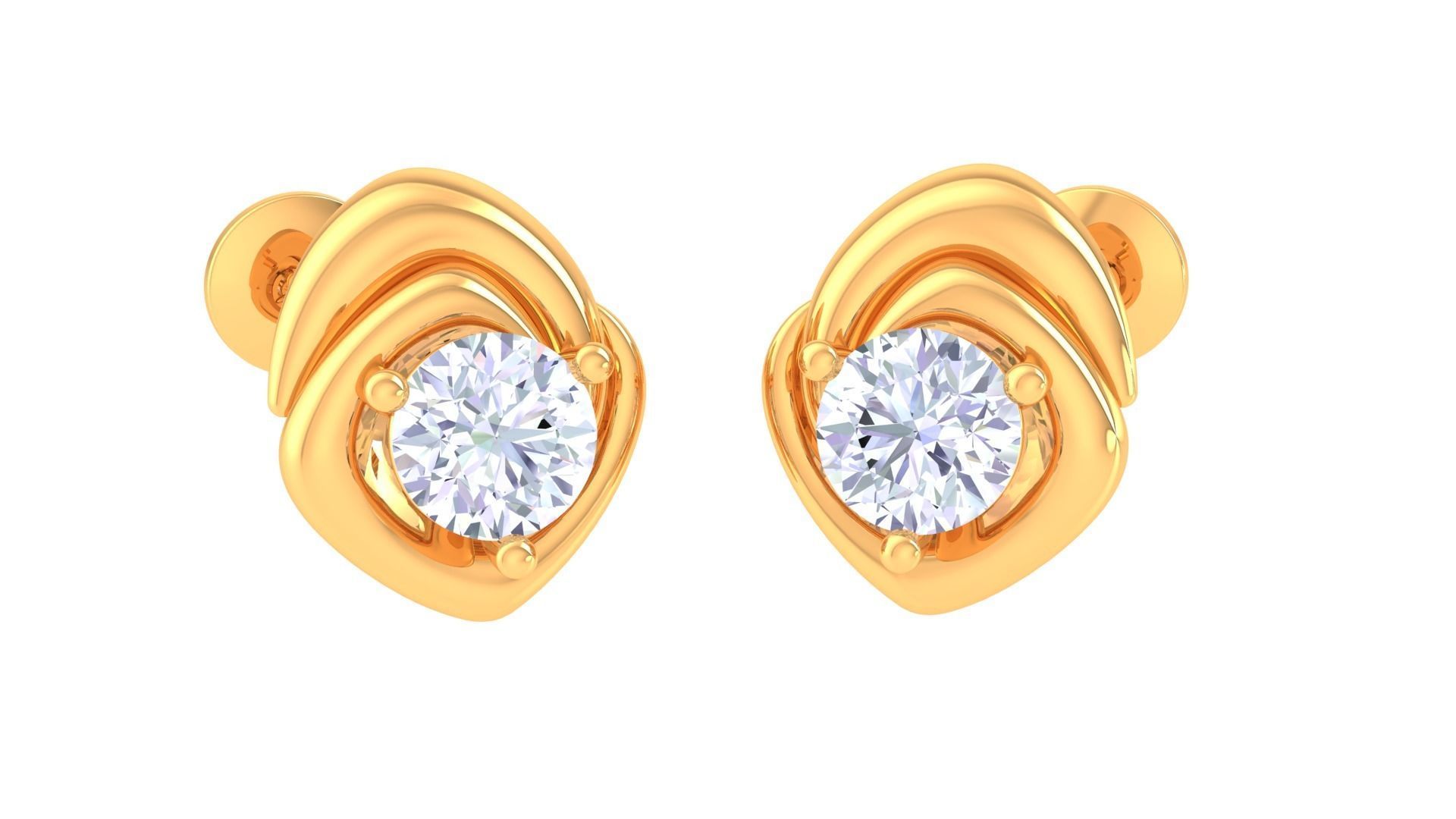 Ultra Light Wt Solitaire Diamond Stud Earrings 3dm stl obj  3D print model_2