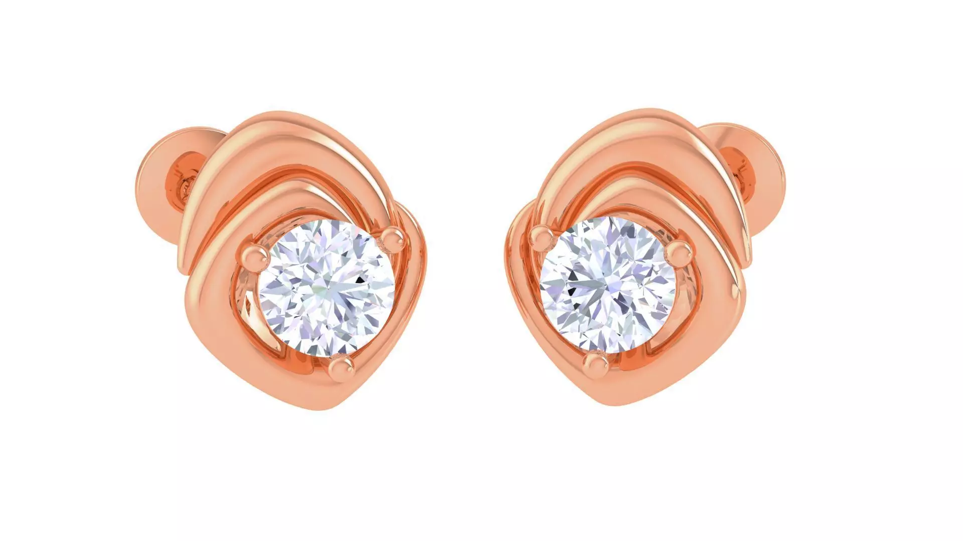 Ultra Light Wt Solitaire Diamond Stud Earrings 3dm stl obj  3D print model_0