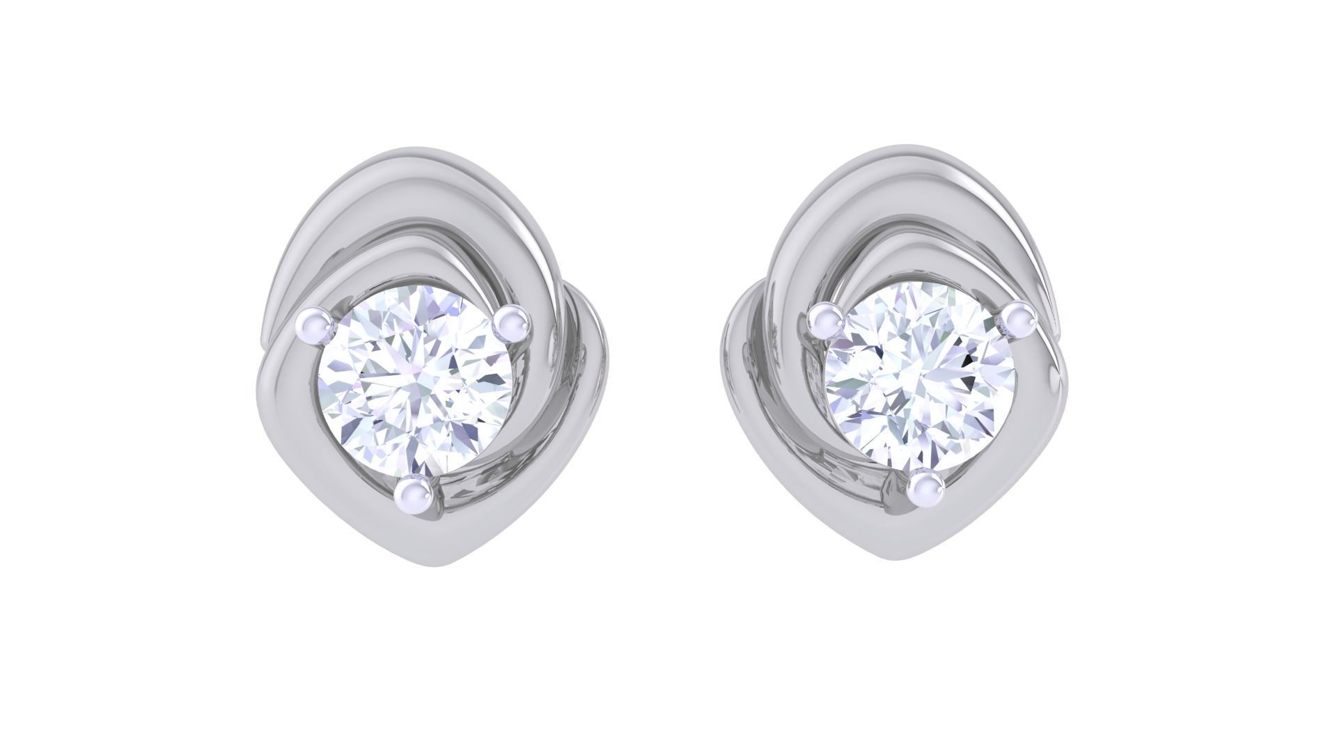 Ultra Light Wt Solitaire Diamond Stud Earrings 3dm stl obj  3D print model_8