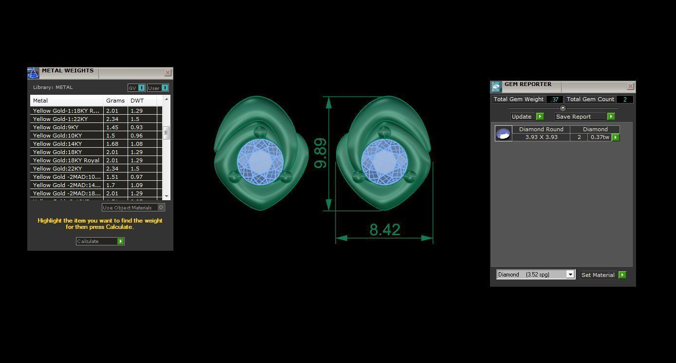 Ultra Light Wt Solitaire Diamond Stud Earrings 3dm stl obj  3D print model_4