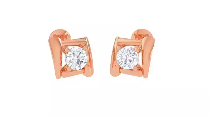 Ultra Light Wt Solitaire Diamond Stud Earrings 3dm stl obj  3D print model