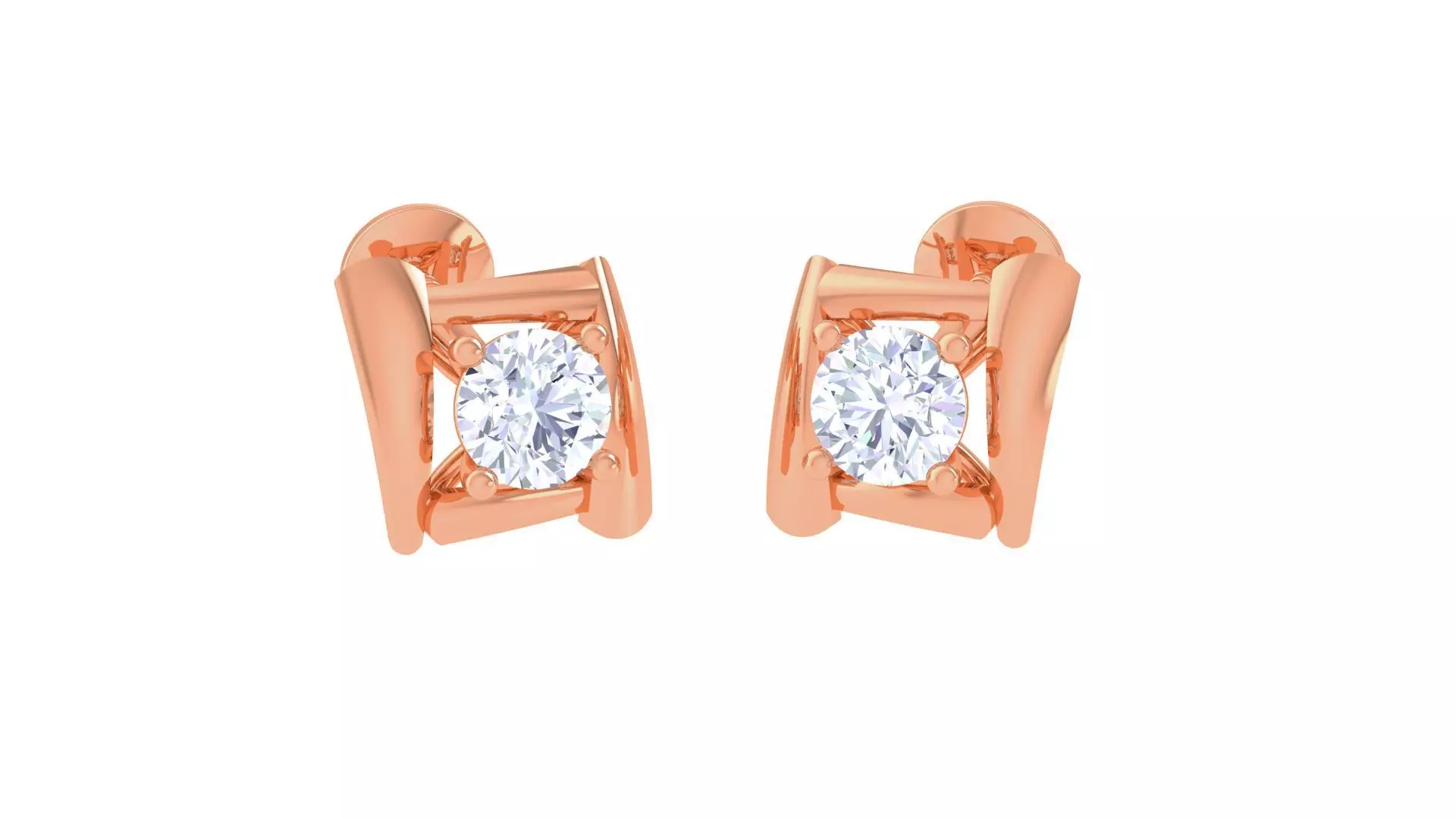 Ultra Light Wt Solitaire Diamond Stud Earrings 3dm stl obj 3D print model