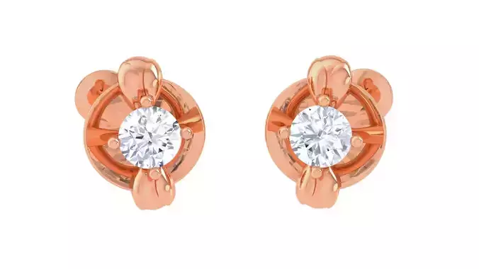 Ultra Light Wt Solitaire Diamond Stud Earrings 3dm stl obj  3D print model