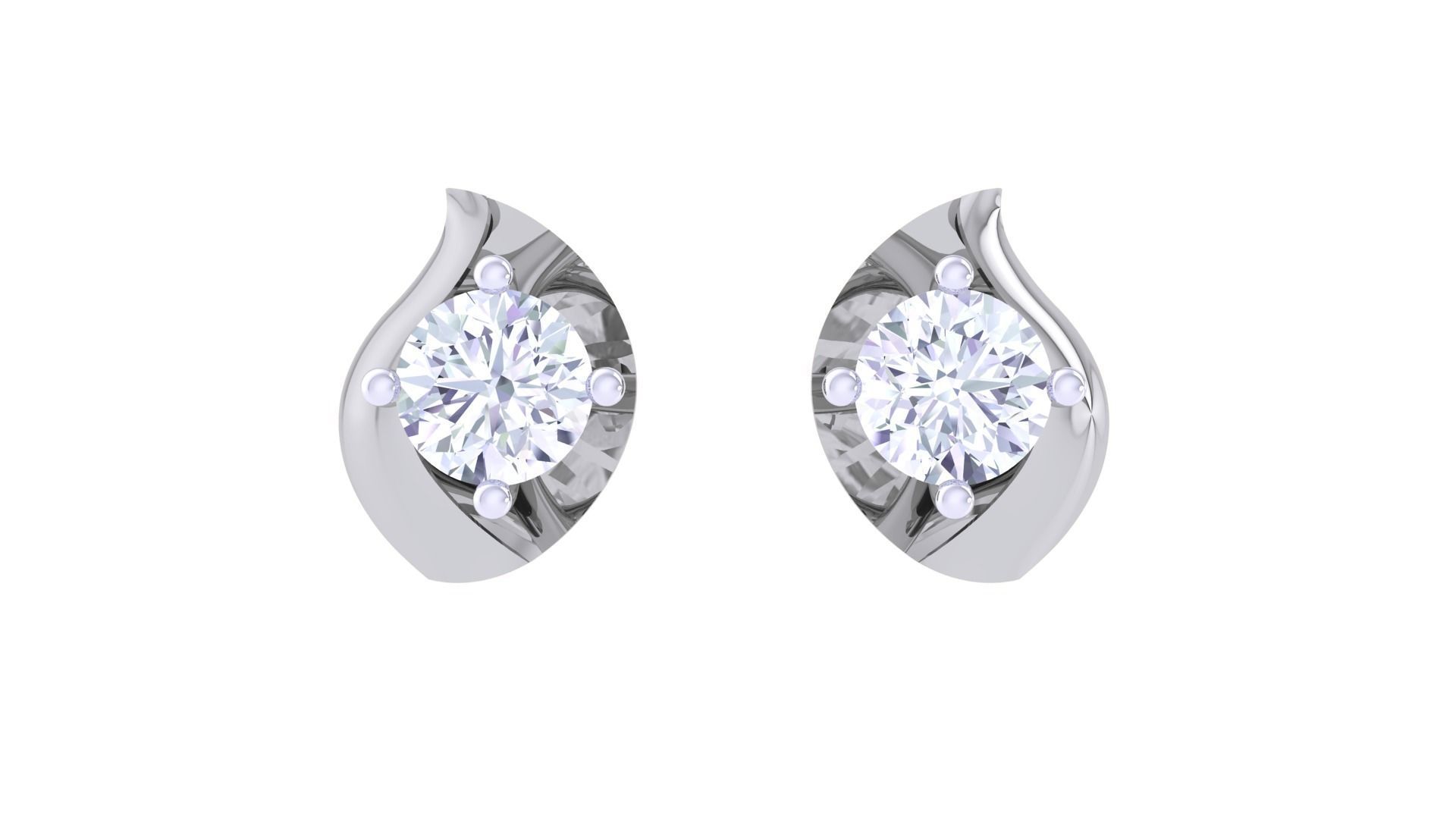 Ultra Light Wt Solitaire Diamond Stud Earrings 3dm stl obj  3D print model_8