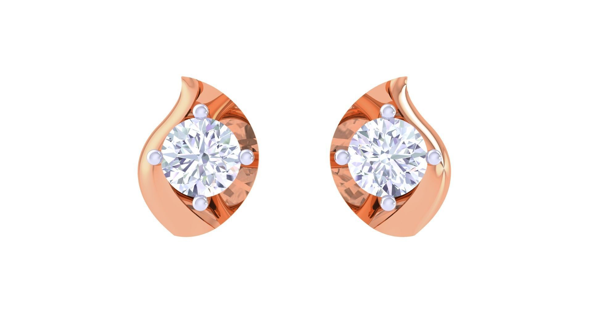 Ultra Light Wt Solitaire Diamond Stud Earrings 3dm stl obj  3D print model_9