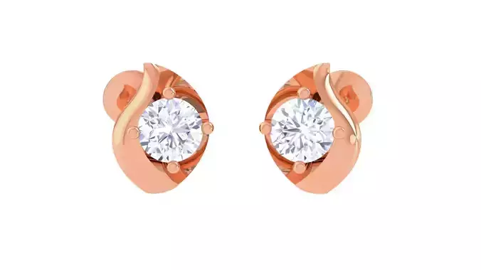 Ultra Light Wt Solitaire Diamond Stud Earrings 3dm stl obj  3D print model