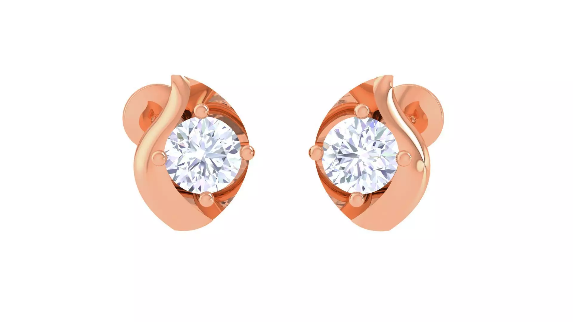 Ultra Light Wt Solitaire Diamond Stud Earrings 3dm stl obj  3D print model_0