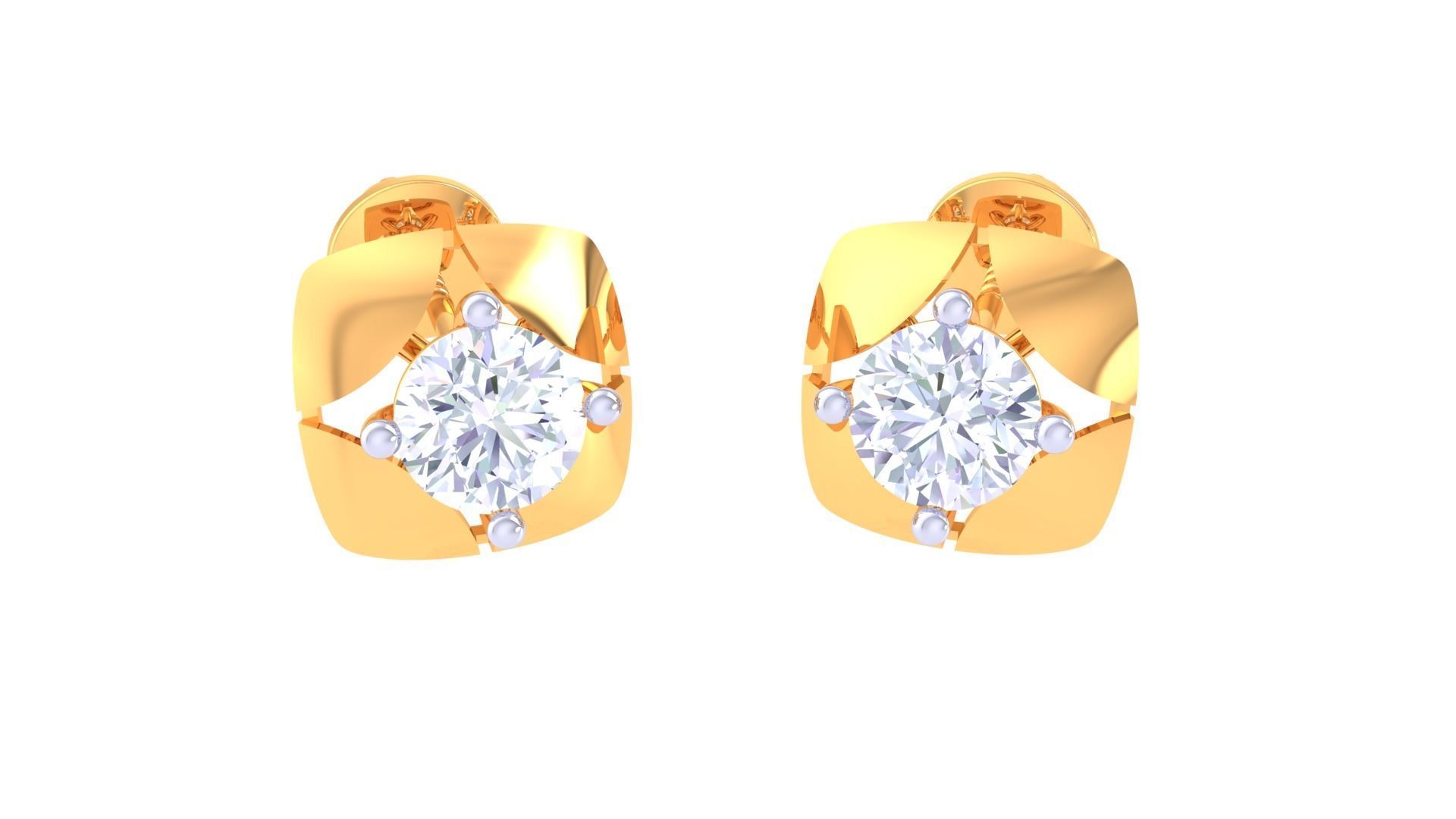 Ultra Light Wt Solitaire Diamond Stud Earrings 3dm stl obj 3D print model_4