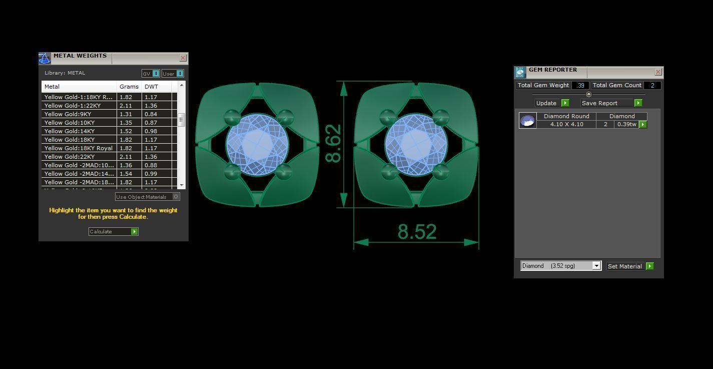 Ultra Light Wt Solitaire Diamond Stud Earrings 3dm stl obj 3D print model_3