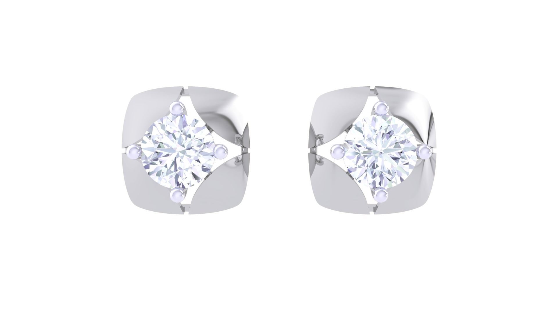 Ultra Light Wt Solitaire Diamond Stud Earrings 3dm stl obj 3D print model_8