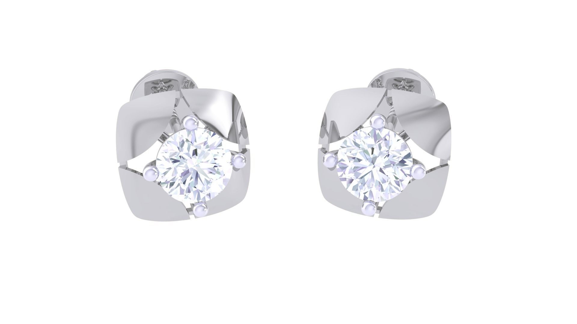 Ultra Light Wt Solitaire Diamond Stud Earrings 3dm stl obj 3D print model_5