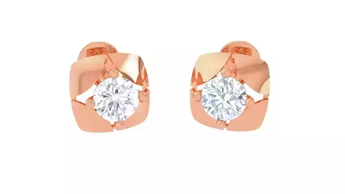 Ultra Light Wt Solitaire Diamond Stud Earrings 3dm stl obj  3D print model