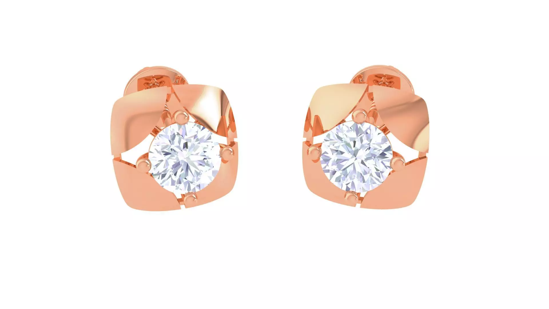 Ultra Light Wt Solitaire Diamond Stud Earrings 3dm stl obj 3D print model_0