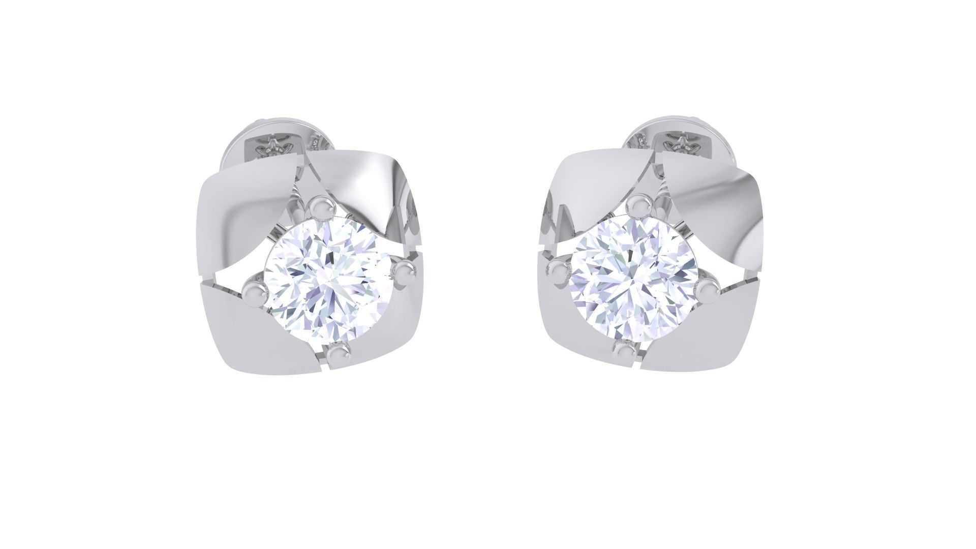Ultra Light Wt Solitaire Diamond Stud Earrings 3dm stl obj 3D print model_2