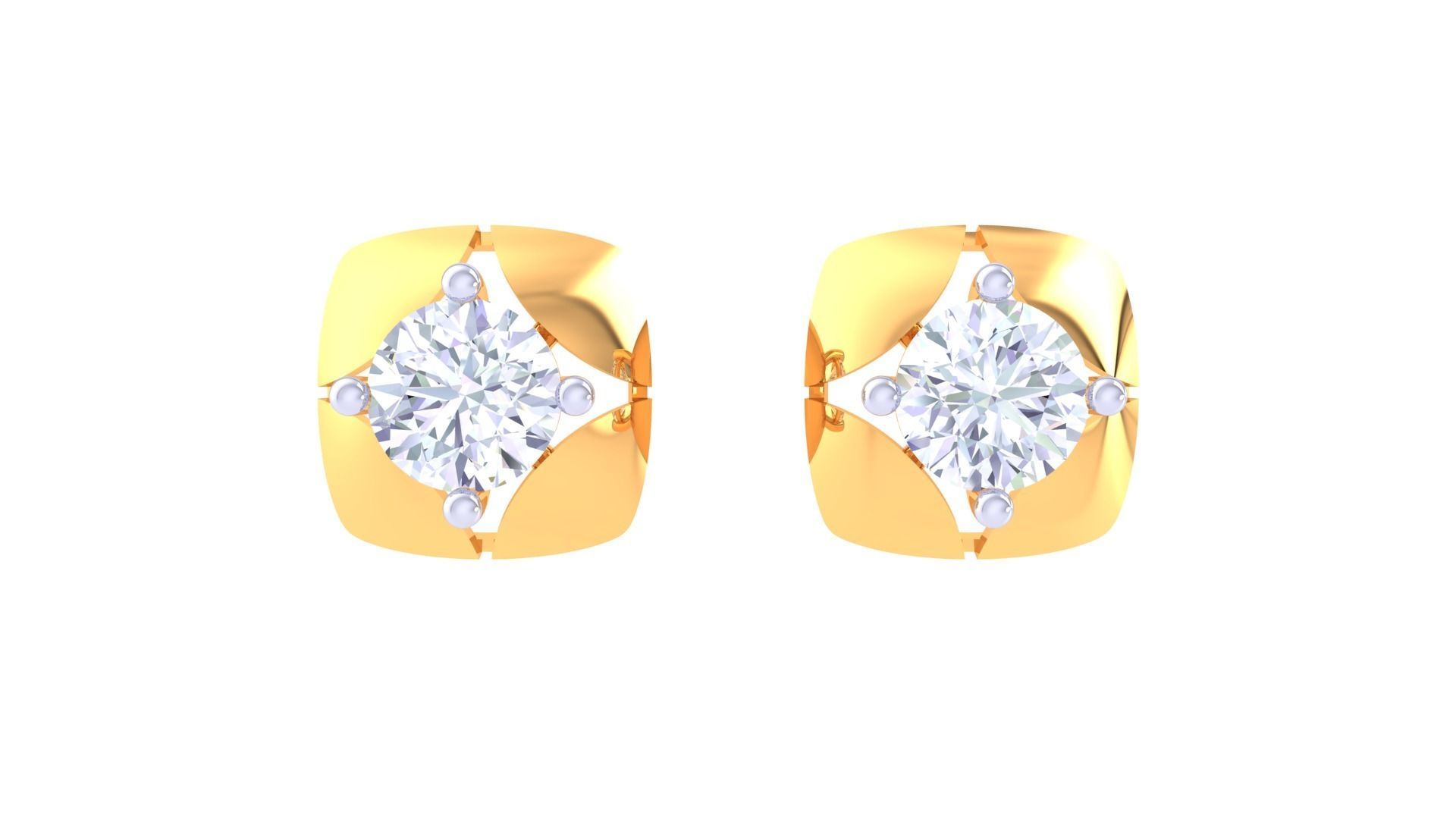 Ultra Light Wt Solitaire Diamond Stud Earrings 3dm stl obj 3D print model_7