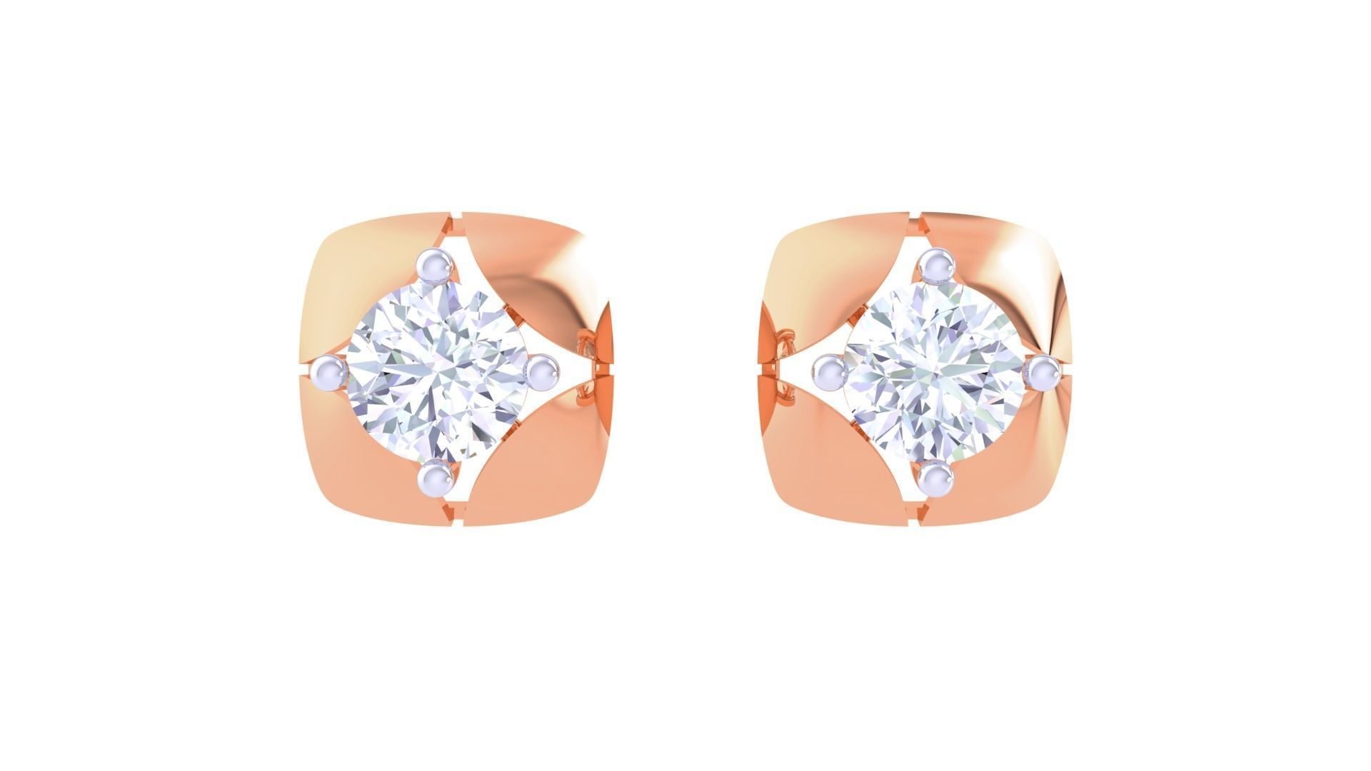 Ultra Light Wt Solitaire Diamond Stud Earrings 3dm stl obj 3D print model_9