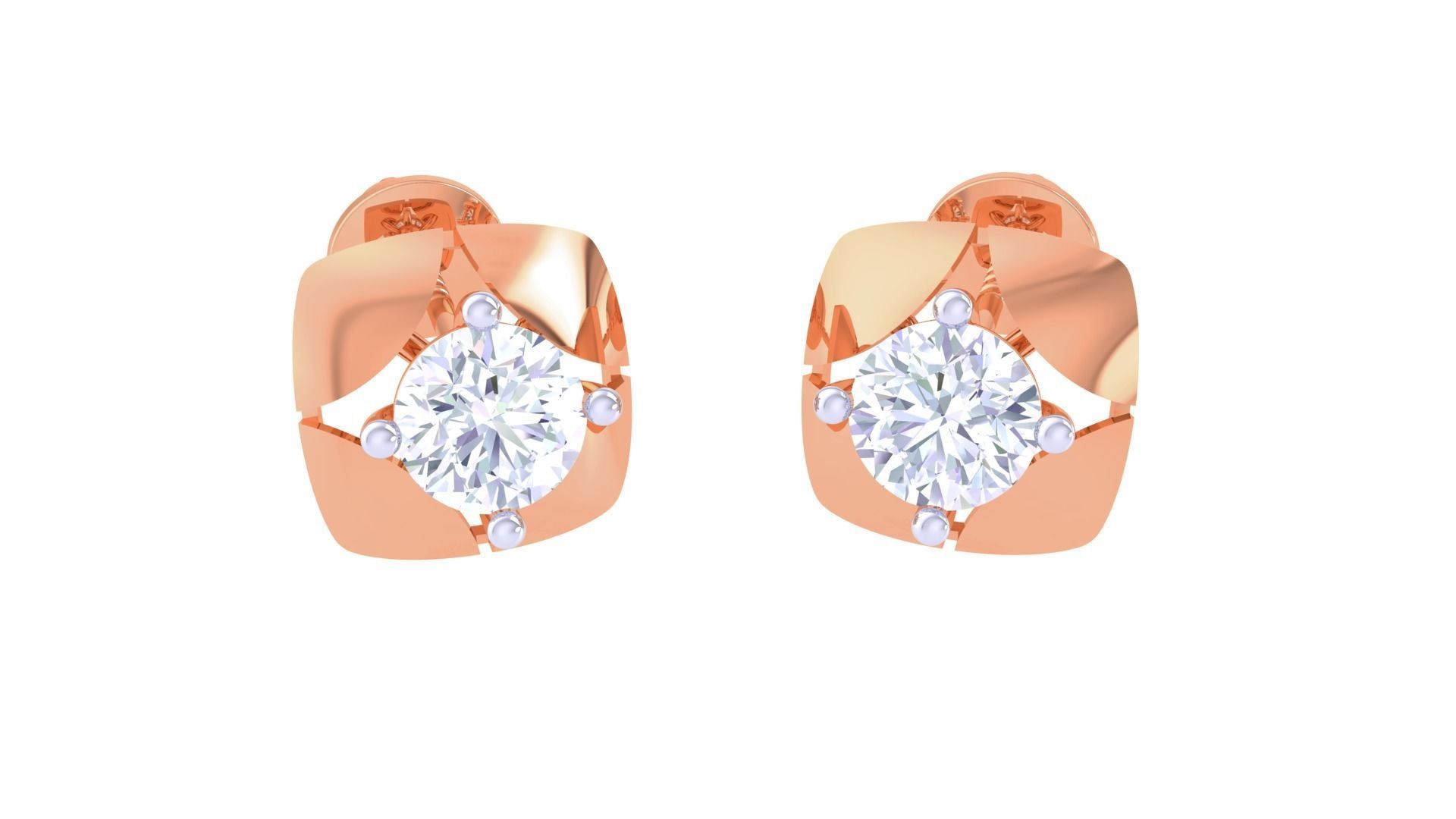 Ultra Light Wt Solitaire Diamond Stud Earrings 3dm stl obj 3D print model_6