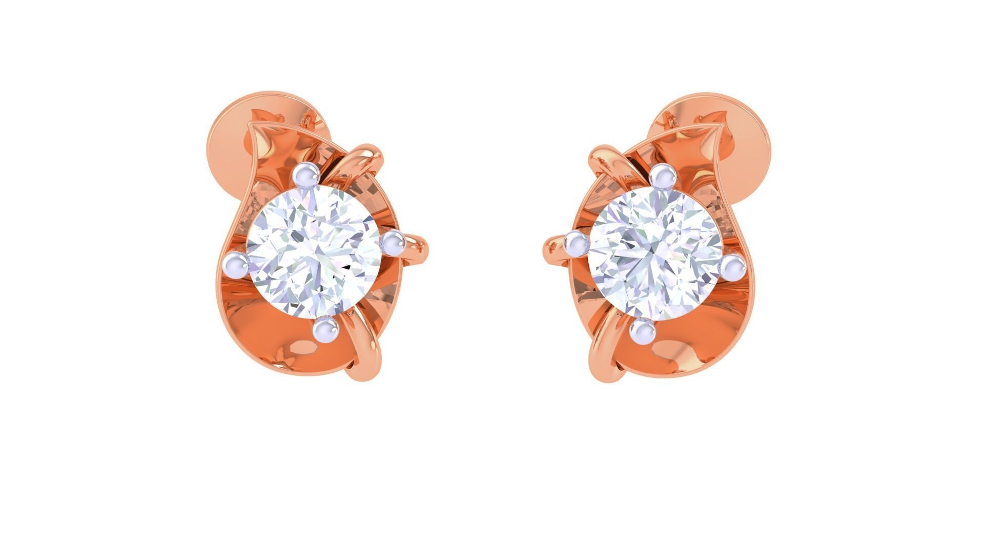 Ultra Light Wt Solitaire Diamond Stud Earrings 3dm stl obj 3D print model_6