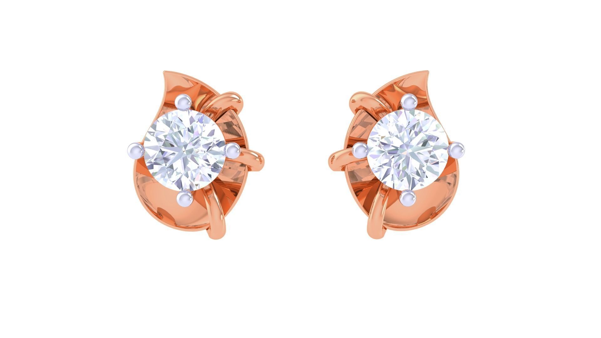 Ultra Light Wt Solitaire Diamond Stud Earrings 3dm stl obj 3D print model_7