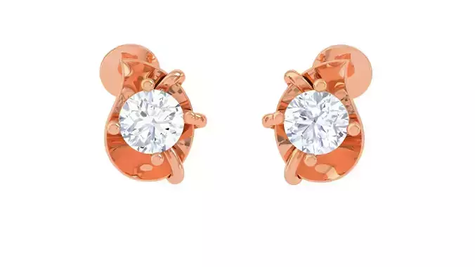 Ultra Light Wt Solitaire Diamond Stud Earrings 3dm stl obj  3D print model