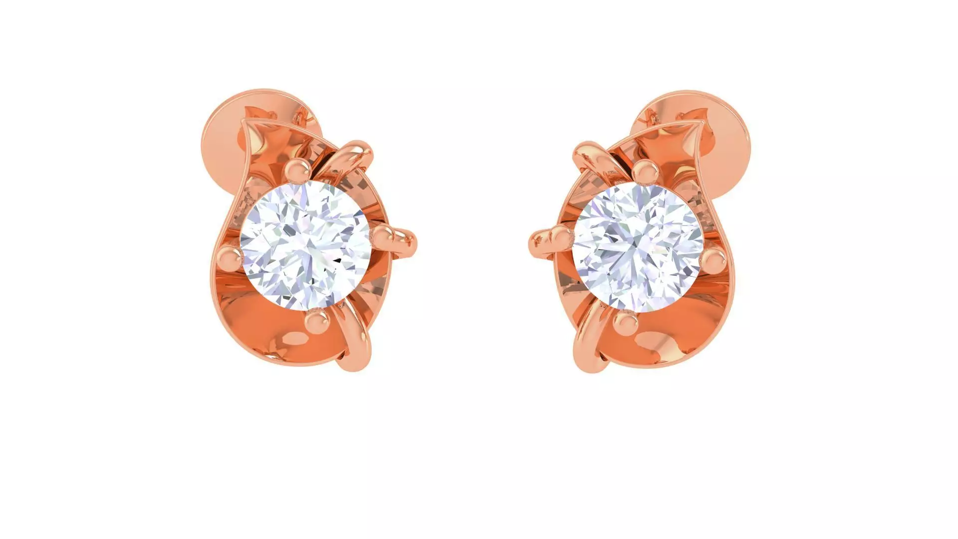 Ultra Light Wt Solitaire Diamond Stud Earrings 3dm stl obj 3D print model_0