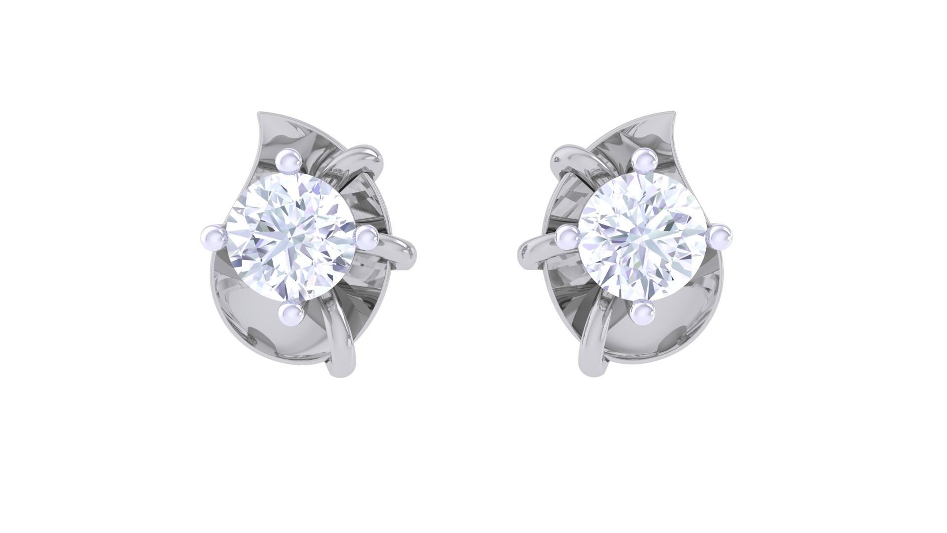 Ultra Light Wt Solitaire Diamond Stud Earrings 3dm stl obj 3D print model_9