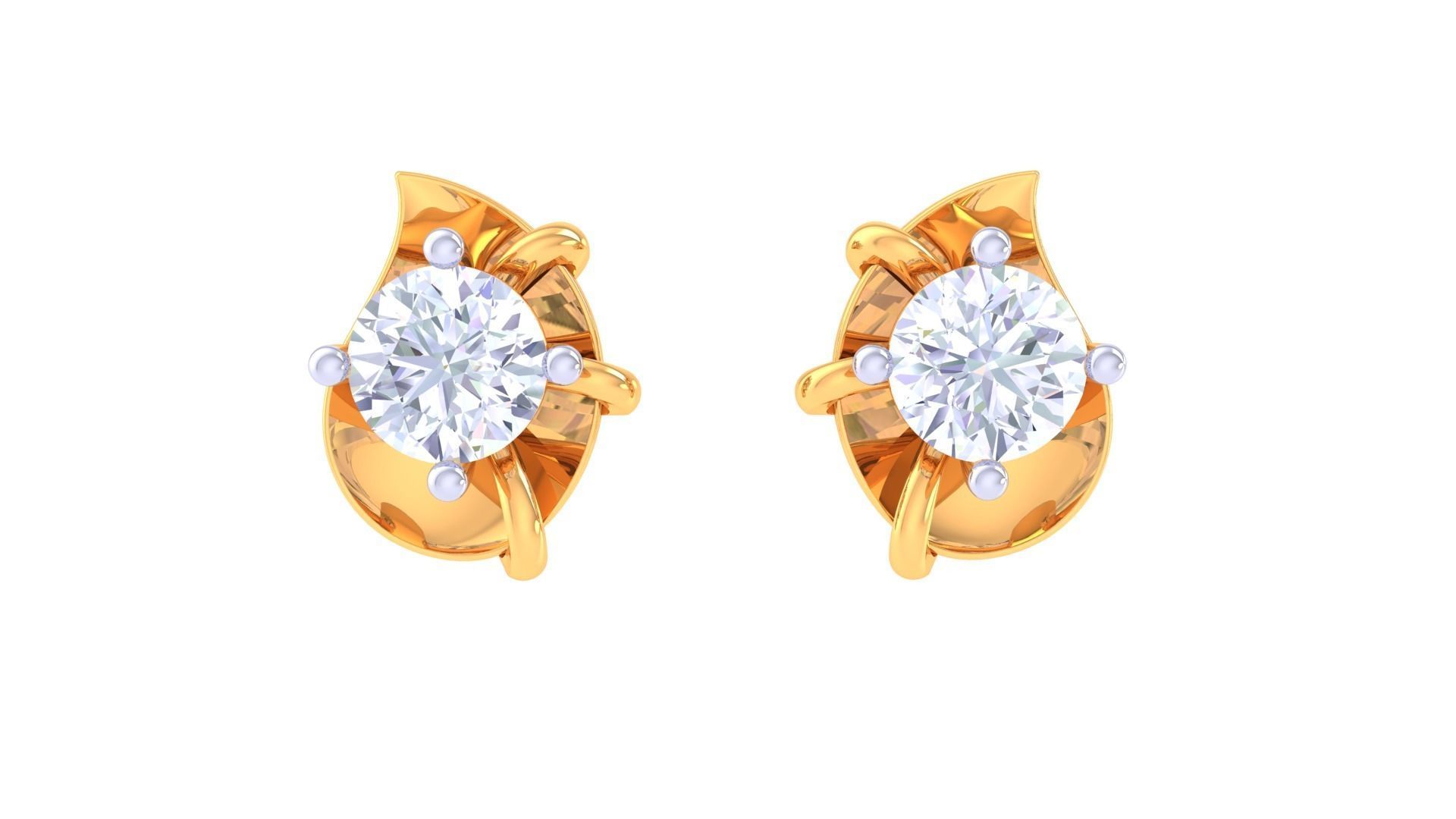 Ultra Light Wt Solitaire Diamond Stud Earrings 3dm stl obj 3D print model_8