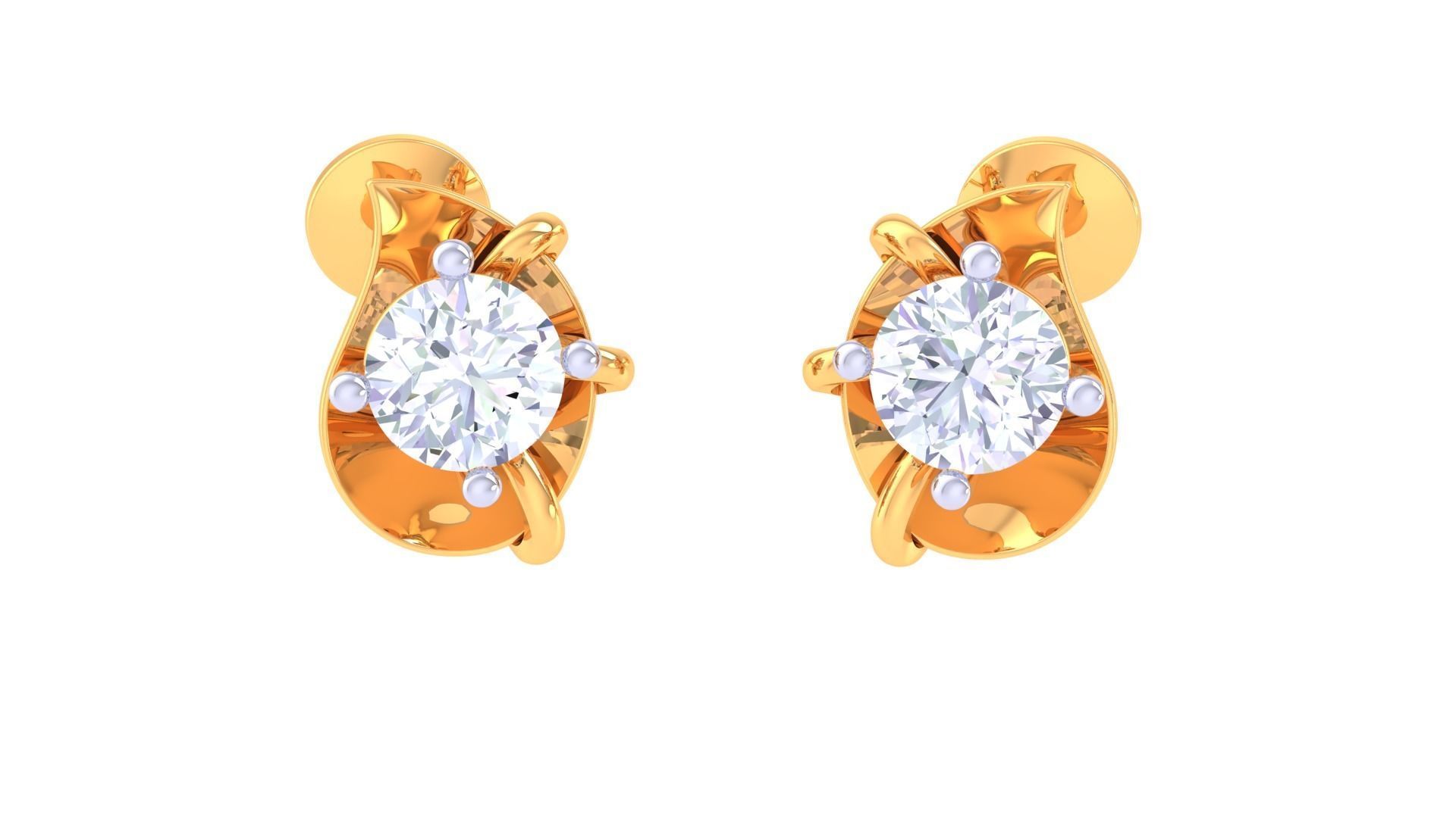 Ultra Light Wt Solitaire Diamond Stud Earrings 3dm stl obj 3D print model_4