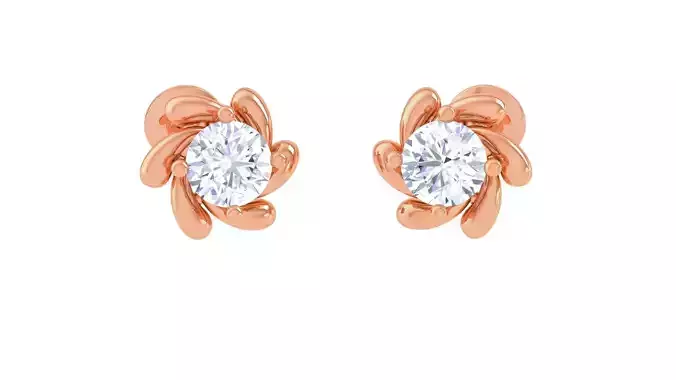 Ultra Light Wt Solitaire Diamond Stud Earrings 3dm stl obj  3D print model