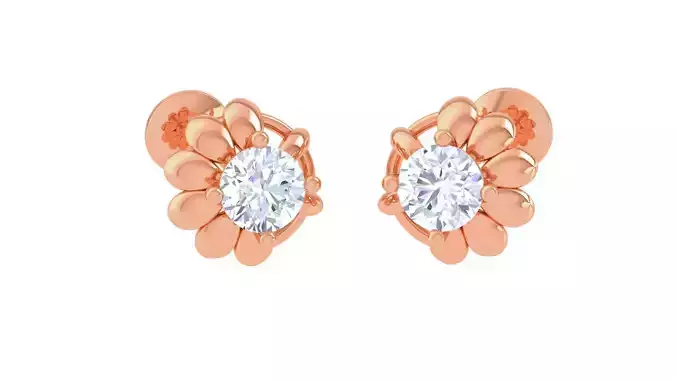Ultra Light Wt Solitaire Diamond Stud Earrings 3dm stl obj  3D print model