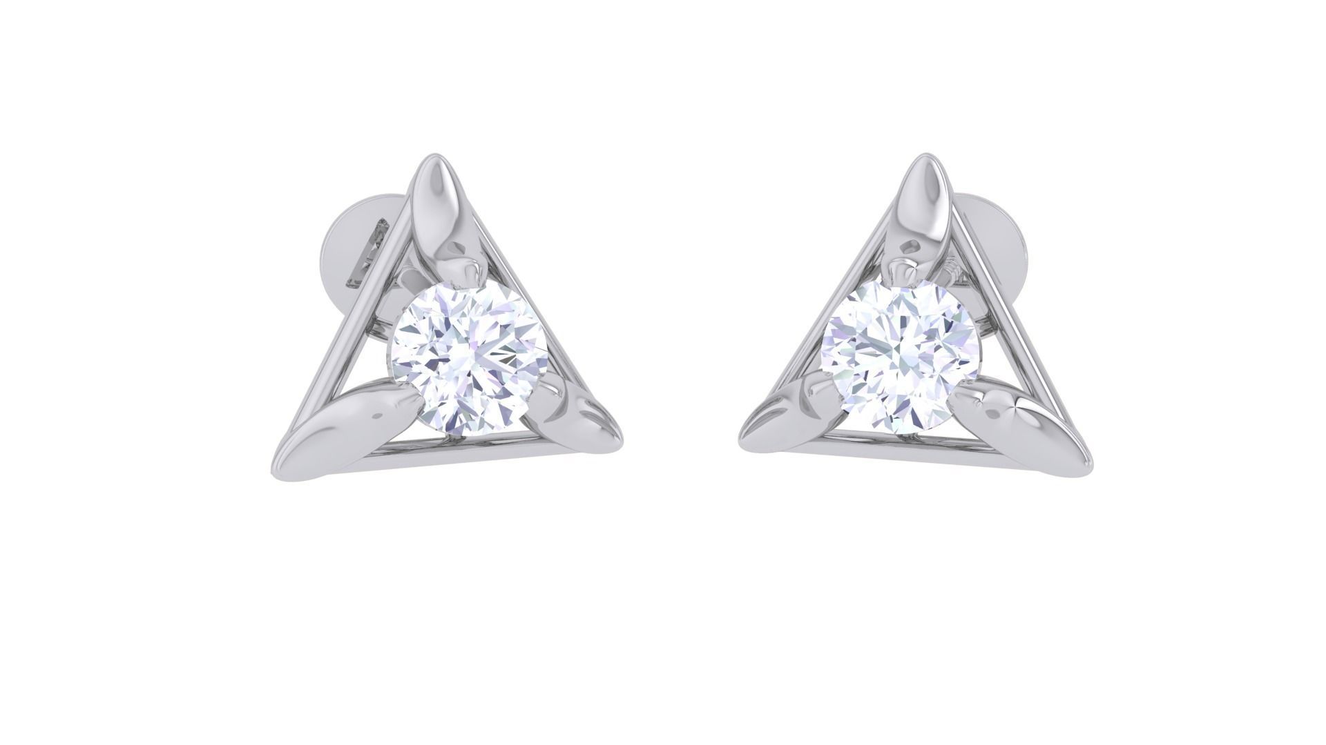 Ultra Light Wt Solitaire Diamond Stud Earrings 3dm stl obj 3D print model_2