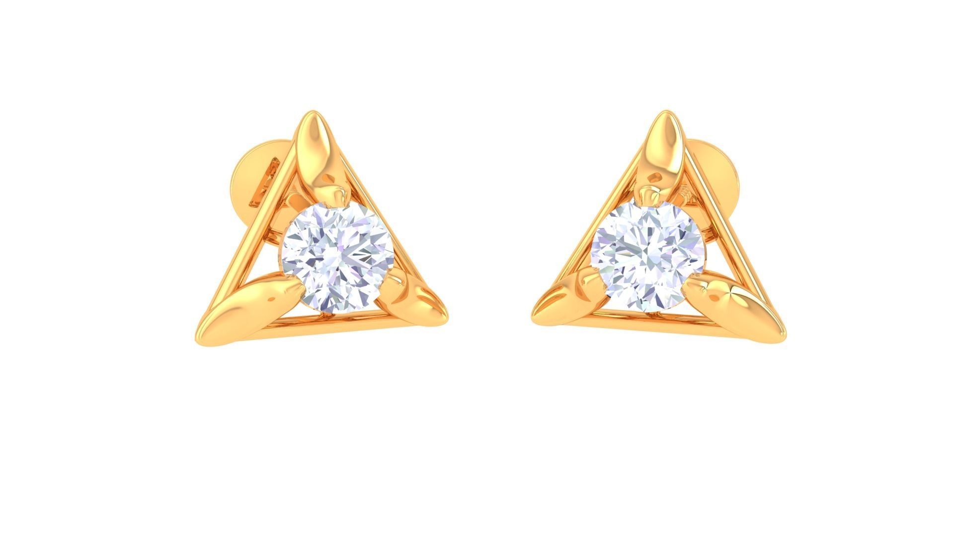 Ultra Light Wt Solitaire Diamond Stud Earrings 3dm stl obj 3D print model_1