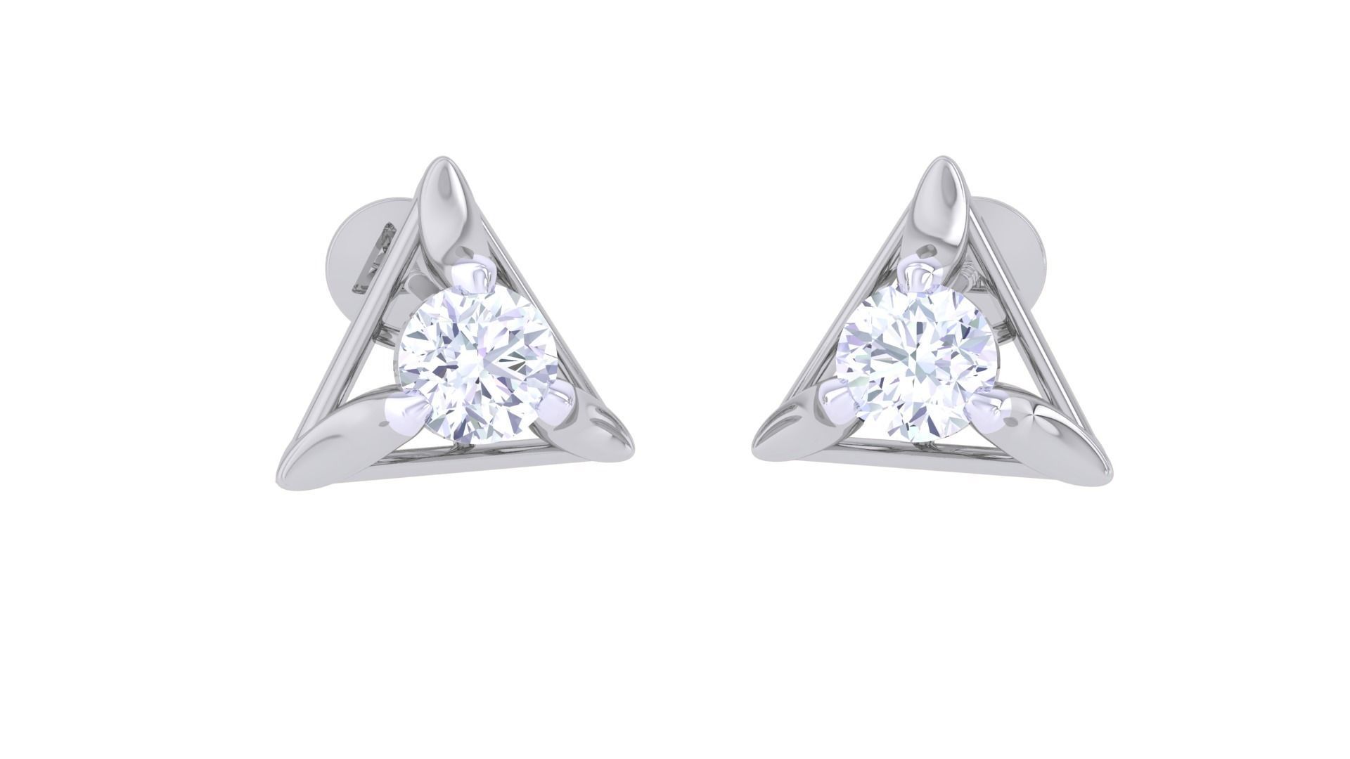 Ultra Light Wt Solitaire Diamond Stud Earrings 3dm stl obj 3D print model_6