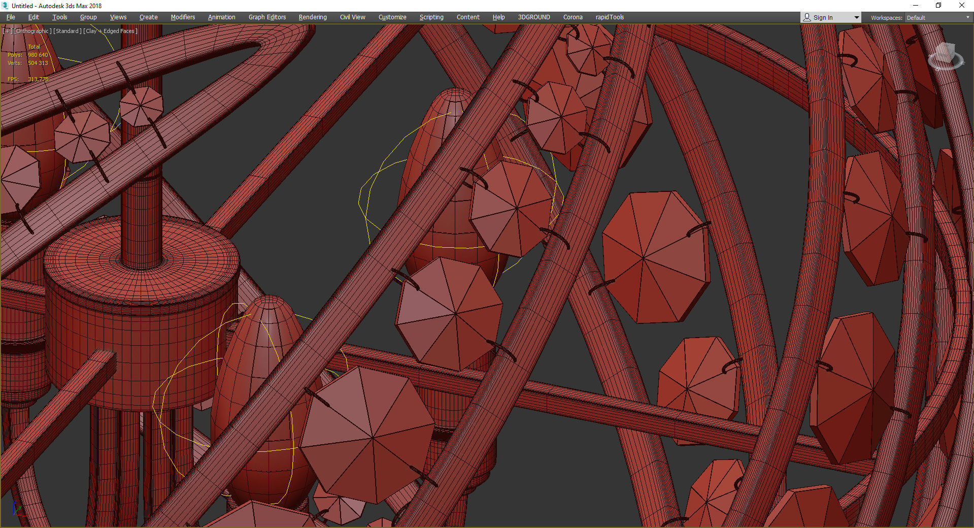 Platinum Crescent Polished Nickel 4 Light Pendant Light Low-poly 3D model_4