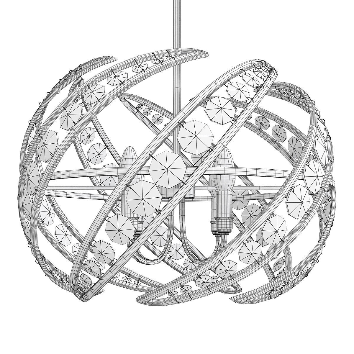 Platinum Crescent Polished Nickel 4 Light Pendant Light Low-poly 3D model_1