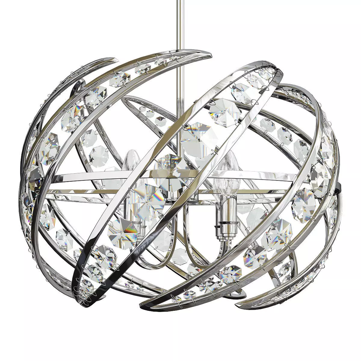 Platinum Crescent Polished Nickel 4 Light Pendant Light Low-poly 3D model_0