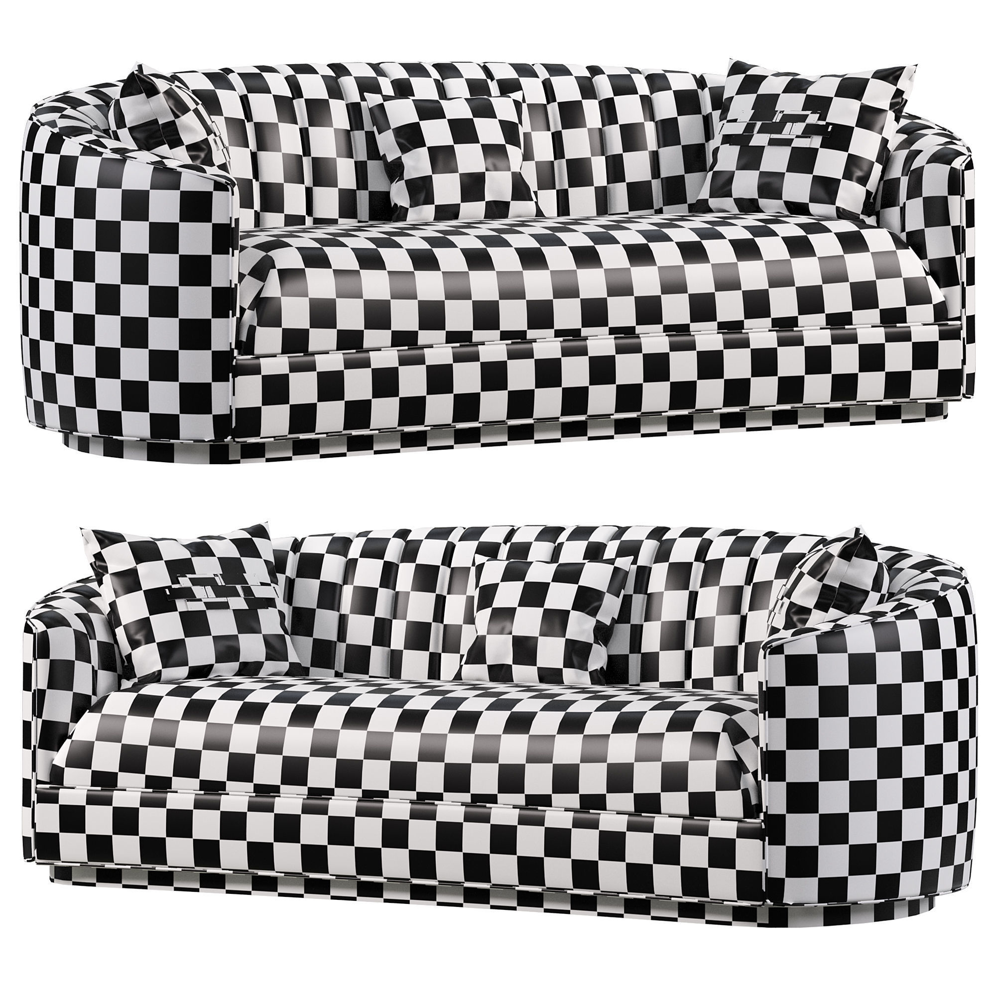 Beige Curved Microfiber Leather Sofa by homary 3D model_4