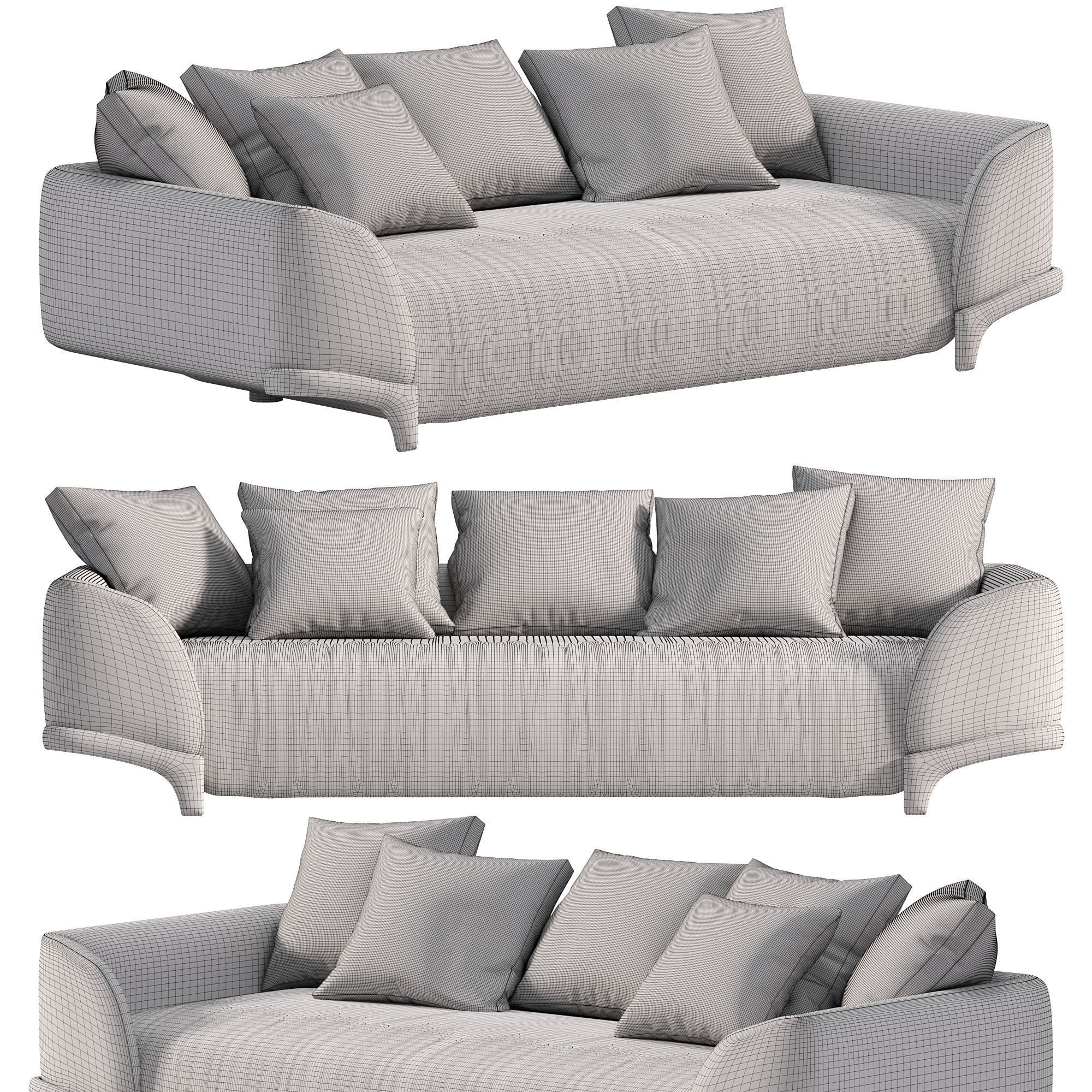 Linen Upholstered Sofa by Homary 3D model_4