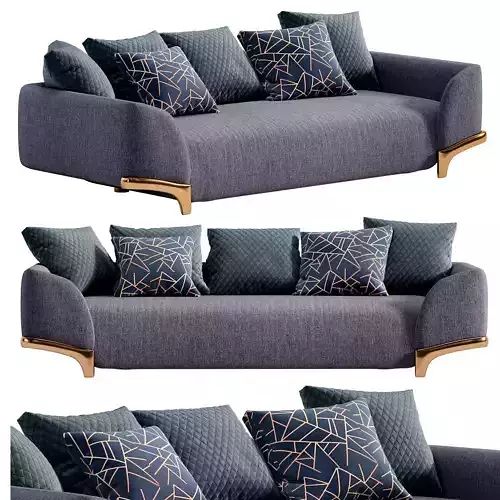 Linen Upholstered Sofa by Homary 3D model