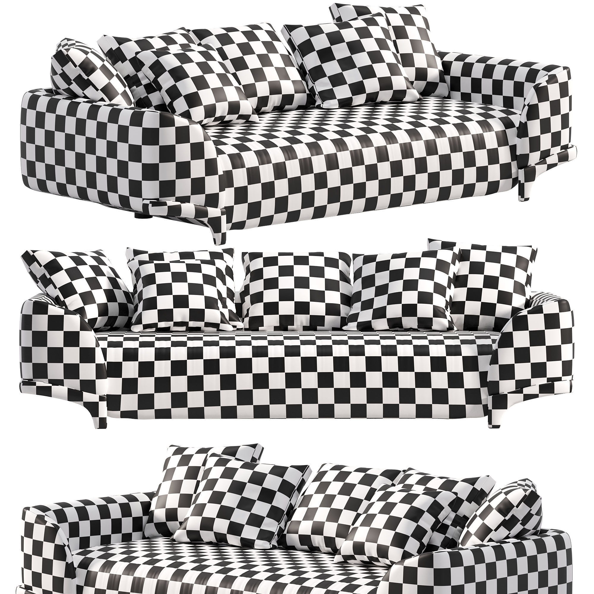 Linen Upholstered Sofa by Homary 3D model_3