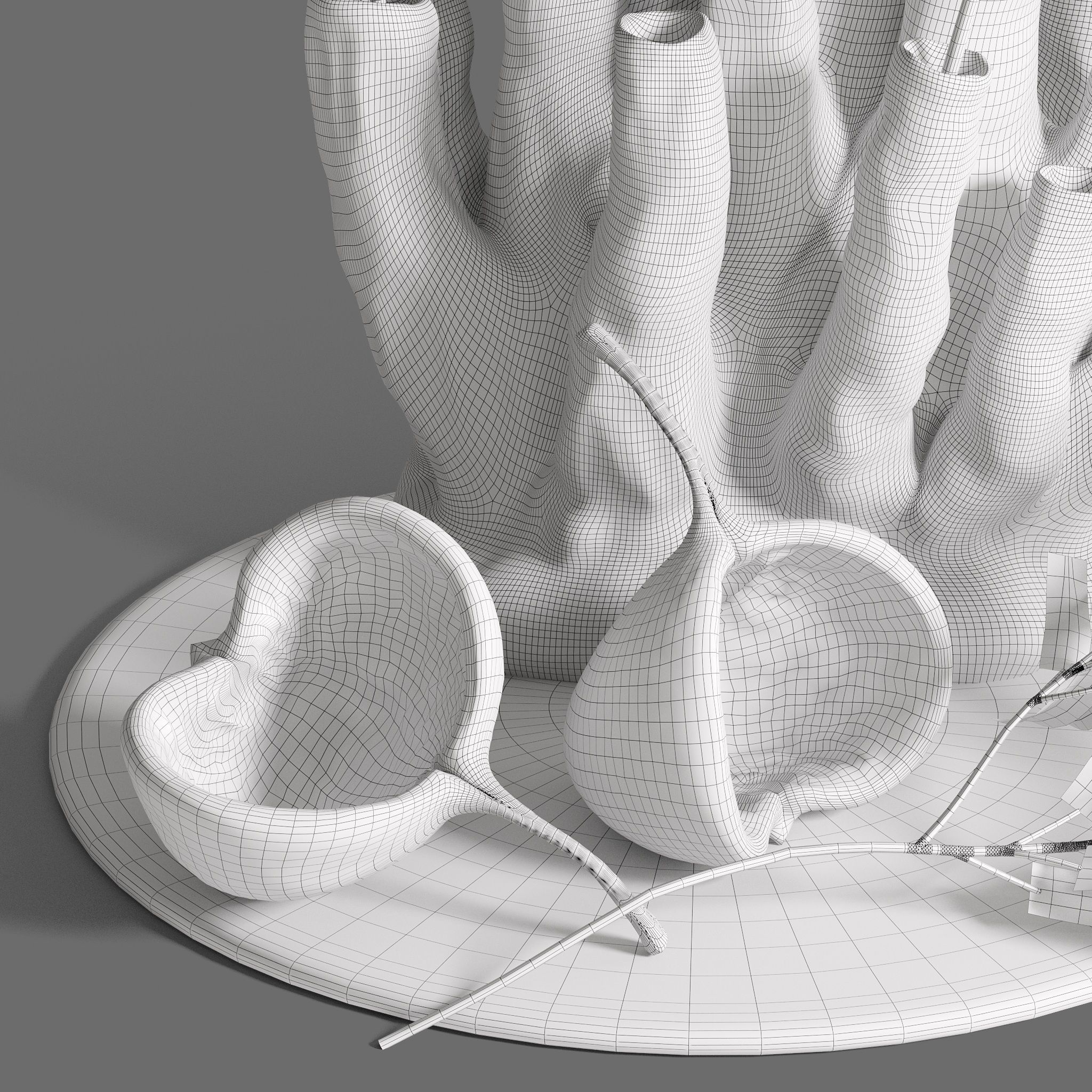 Decor Set 89 Coral vase branch plants Buddha nuts 3D model_9