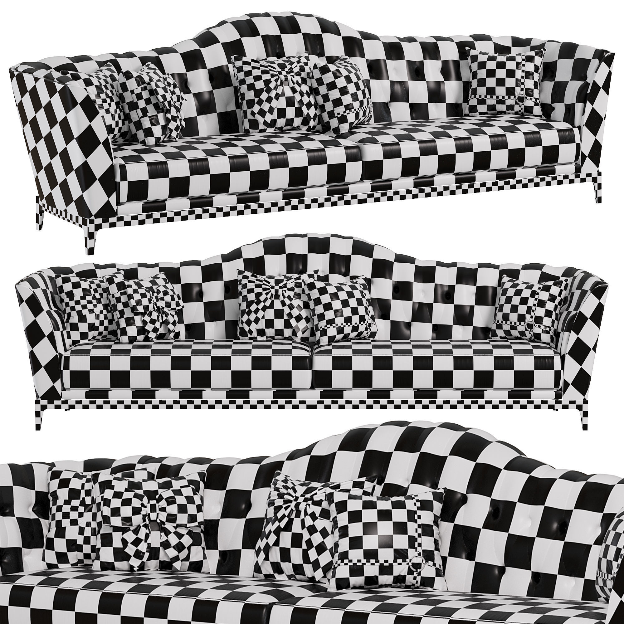 Faux Leather Upholstered Sofa by Homary 3D model_4